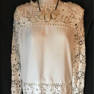 White Lacey Blouse from China. US LARGE NWOT